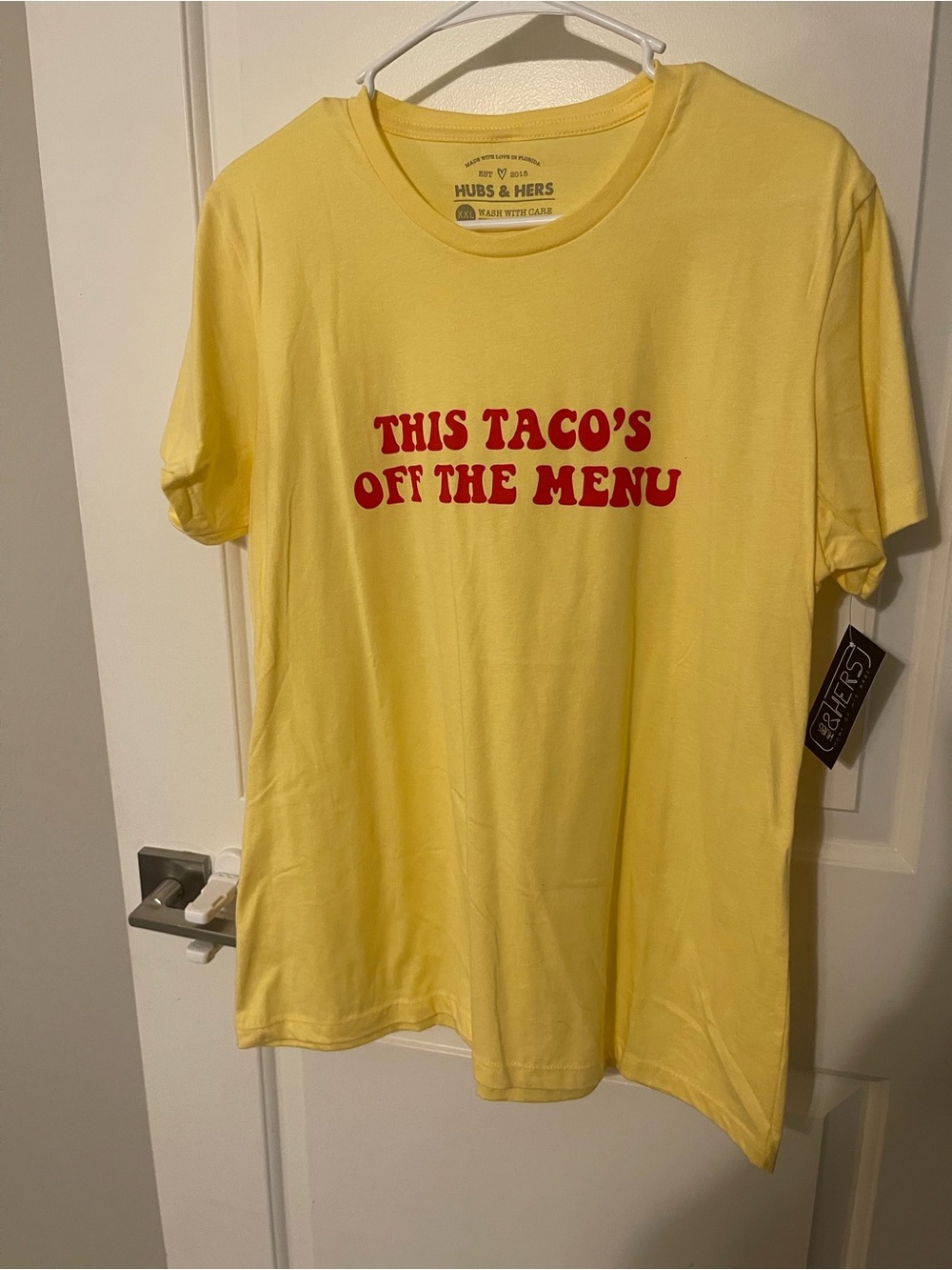 Yellow Graphic Tee - "This Taco's Off The Menu"